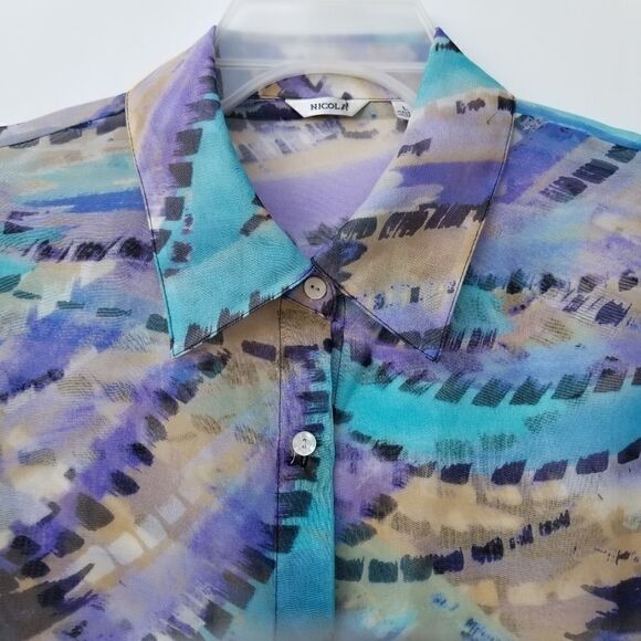 NICOLE 3/4 SLEEVED SEMI SHEER BLOUSE. SZ L - Picture 3 of 14